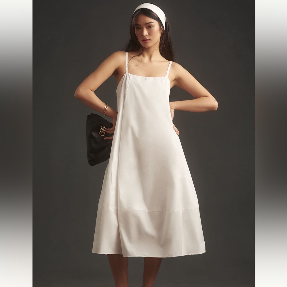 Self Contrast Bare Sleeveless Barrel Midi Dress